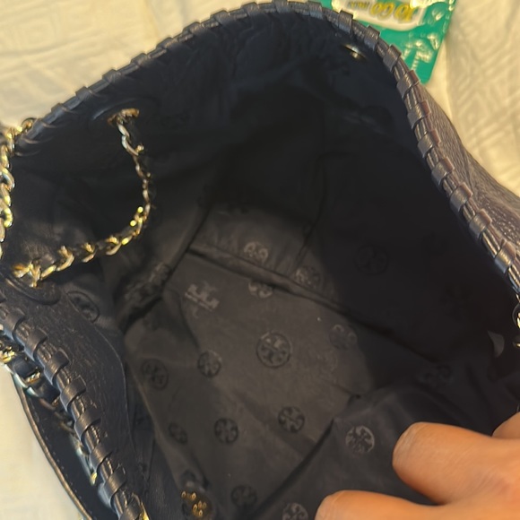 Navy blue authentic Tory Burch tote - Picture 9 of 12